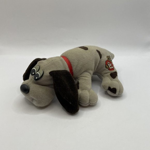Vintage Pound Puppies newborns Gray Dog Brown Spots 7" plush stuffed animal - Picture 1 of 4